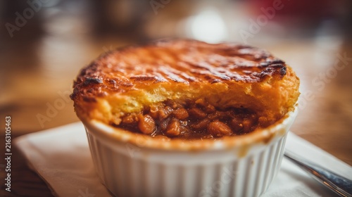 Delicious Homemade Meat Pie with Golden Brown Crust in Dish