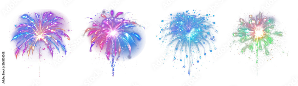 Obraz premium PNG Vibrant colorful fireworks display on transparent background