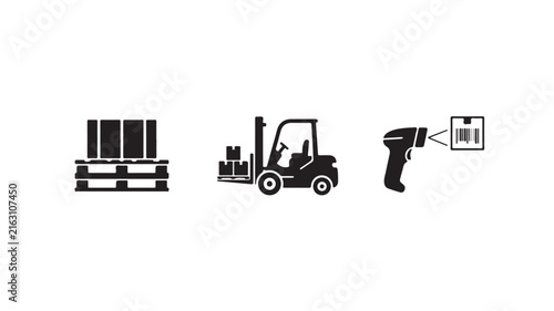 Warehouse and logistics icon frame with supply chain delivery and inventory management symbols