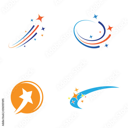 Set Abstract Circular Star Path logo and symbol design