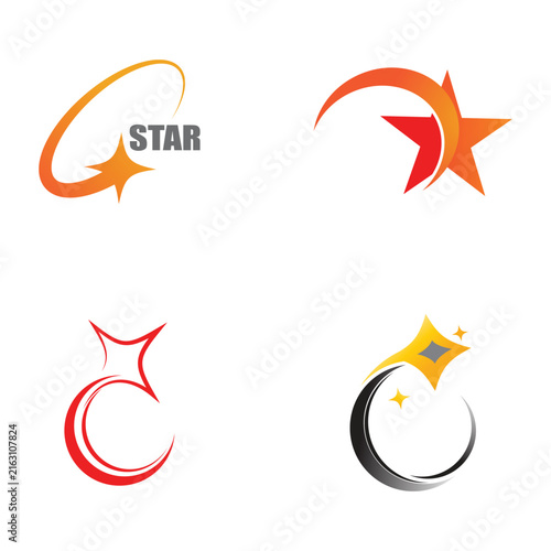 Set Abstract Circular Star Path logo and symbol design