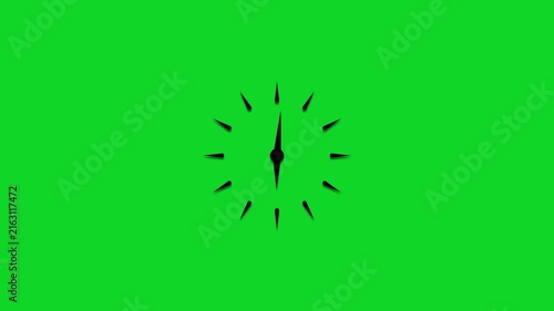 Black circular loading spinner icon with radial segments on a bright green background, creating a simple modern digital interface symbol for websites, apps, software, and design.