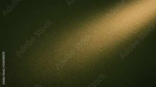 Dark Olive Green Textured Background With Golden Diagonal Spotlight And Grainy Noise Effect