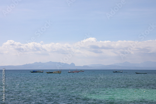 Sticker boat on the sea