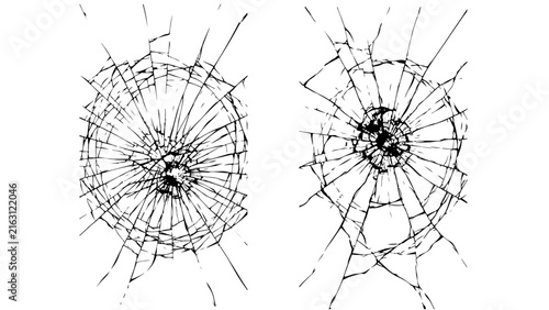 Broken Glass Crack Bullet Hole Pattern Vector Illustration