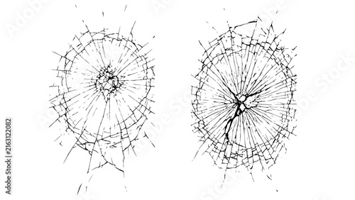 Broken Glass Crack Bullet Hole Pattern Vector Illustration