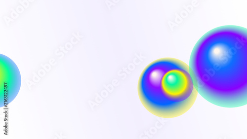 Abstract colorful gradient bubble spheres isolated on white background