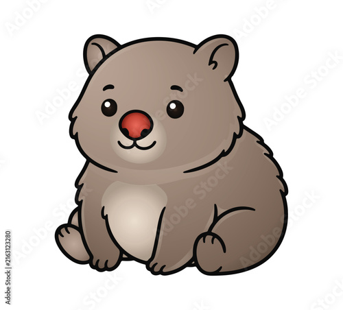 Konstfotografi Adorable brown wombat vector character clip art for kids design