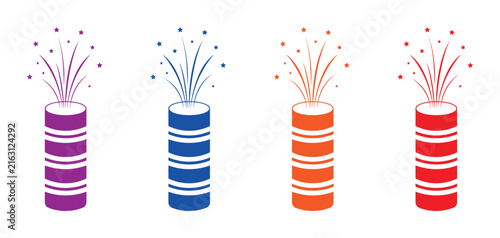 Colorful fireworks vector on white background 