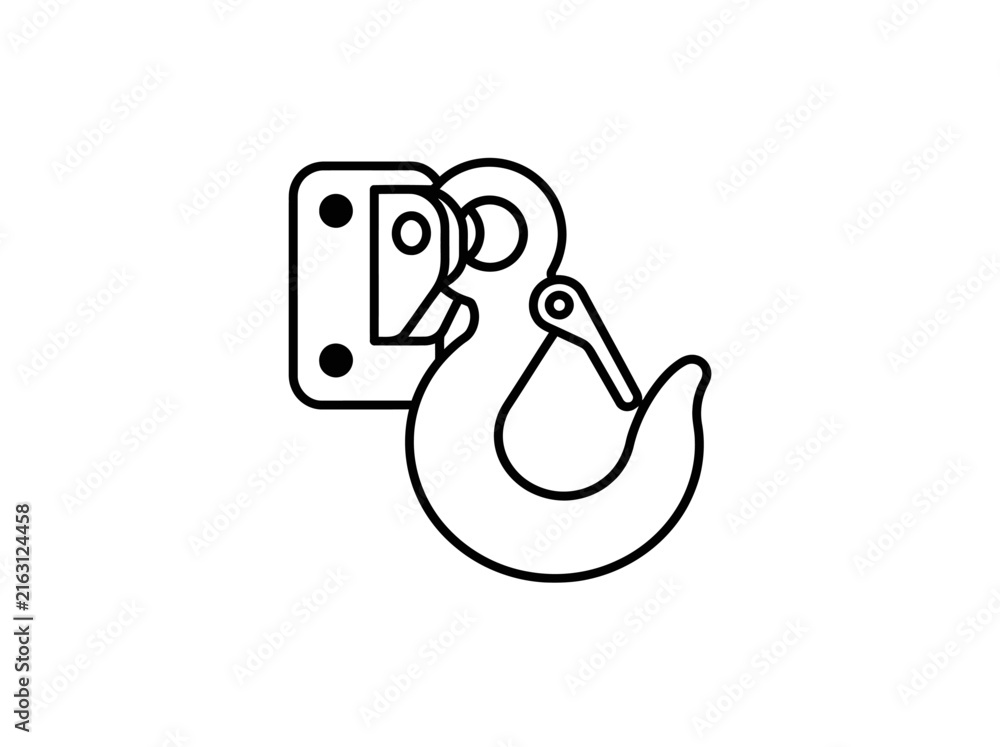 Fototapeta premium Industrial metal hook for lifting and securing objects with a mounting plate