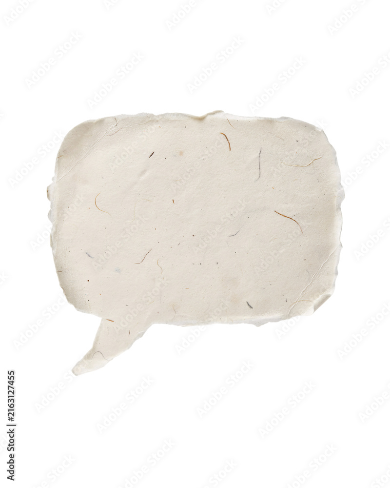Naklejka premium Textured handmade paper speech bubble isolated on png transparent background