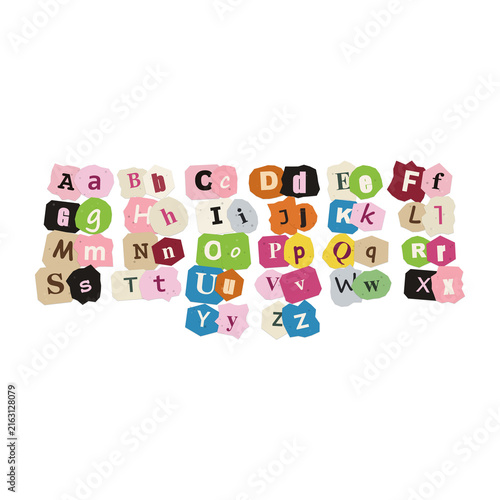 Colorful alphabet letters with numbers and math symbols