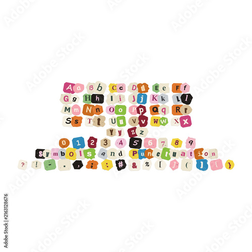 Colorful alphabet letters scattered in random order