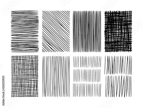 Collection of hand-drawn black and white line patterns and textures