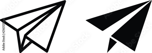 Minimalist paper airplane icons black