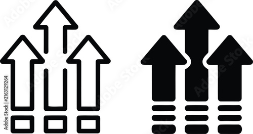 Set of three arrows pointing upward