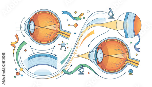 Принти на полотні Human eye anatomy diagram vector illustration set with detailed cross section st