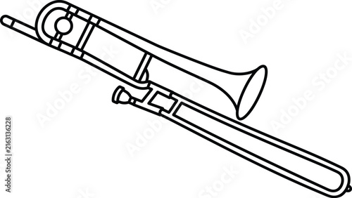 Bild auf Leinwand Trombone Outline Vector Illustration with Clean Black Line Musical Instrument De