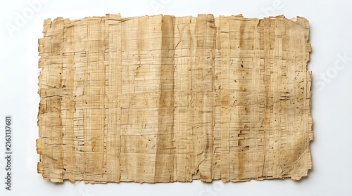Old Aged Blank Papyrus Sheet Texture Isolated on a White Background for Ancient Projects