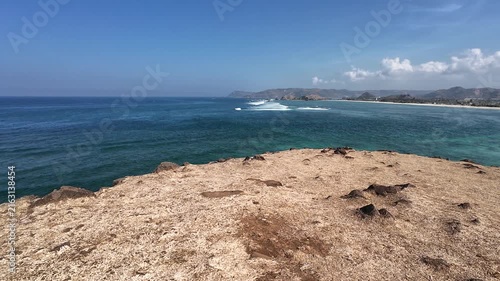 Breathtaking panoramic view from Bukit Merese Hill, Kuta Beach, Central Lombok, NTB, Indonesia. 