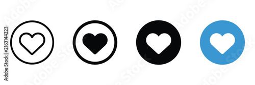 фотографія Heart icon set with simple love pictograms representing likes, favorites, romanc
