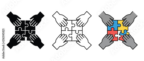 hands holding puzzle pieces symbolizing teamwork collaboration diversity unity and cooperation