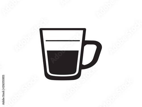 Coffee cup icon with milk. Latte glass silhouette for cafe menu or beverage design.