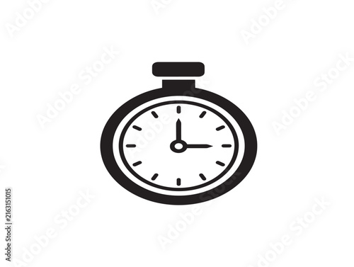 Stopwatch icon silhouette. Simple black timer symbol for time management and deadline.