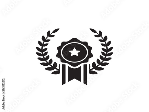 Certificate icon with laurel wreath. Achievement award symbol for business success.