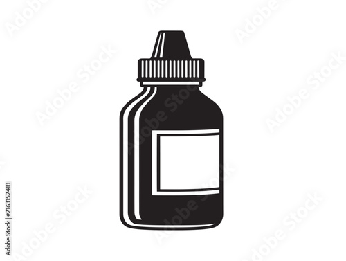 Chemical bottle icon. Laboratory reagent container silhouette for science and medical design.