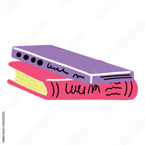Doodle colorful stack of books education learning study
