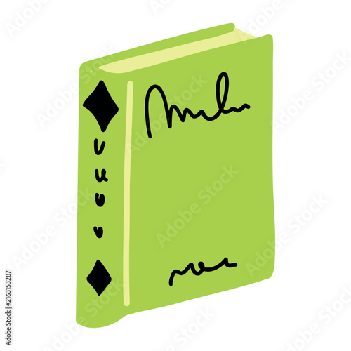 Cute hand drawn light green book