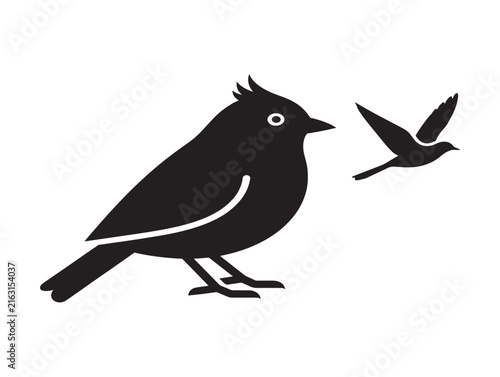 Bird silhouette icon set. Black avian vector graphics for nature and wildlife design.