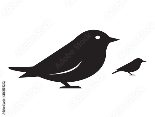 Bird silhouette icon set. Black avian graphic symbols for nature and wildlife design.