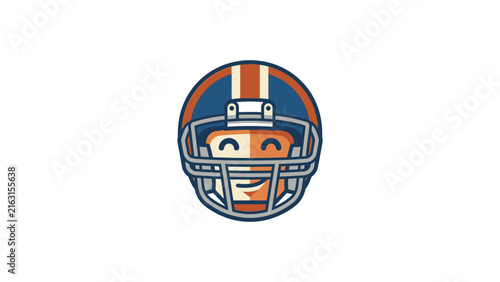 Cartoon American football player head icon with blue helmet.