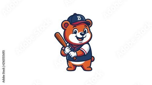 Cartoon bear baseball player mascot.