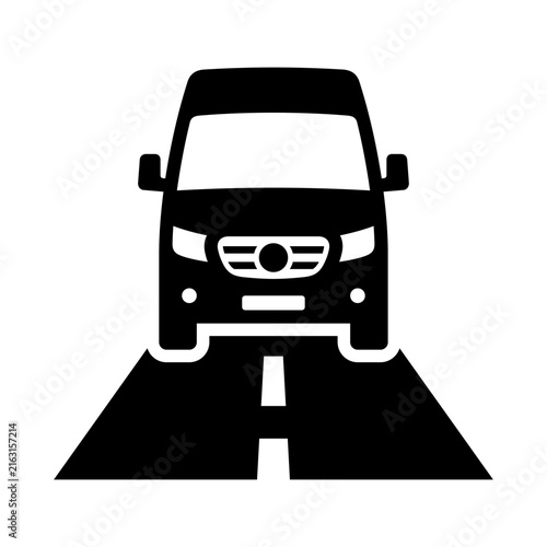 Van icon. Commercial vehicle. Delivery driver. Van rental. Business. Vector icon isolated on white background.