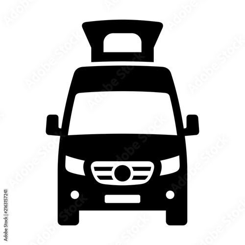 Campervan icon. Van. Adventure. Camping. Travel. Vector icon isolated on white background.
