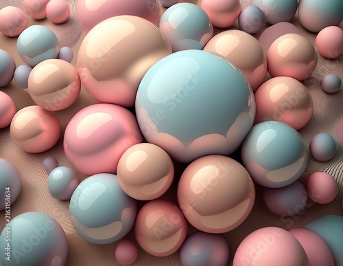 soft pastel 3 d spheres with glossy surfaces clustered together
