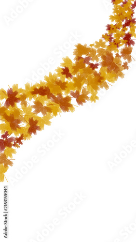 Foto Minimal, abstract, loop, border golden autumn leaves swirling in elegant fall mo