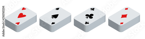 Playing cards. Isometric deck of cards. Vector hand drawn playing cards