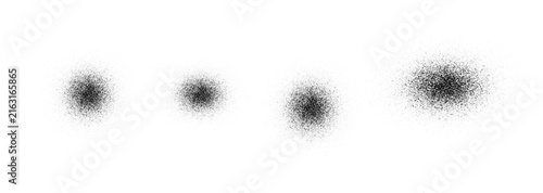 Grainy stipple noise airbrush dot gradient blur spot elements collection isolated on clean white background vector