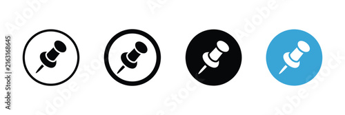 Pinned item icon illustrating a simple pushpin pictogram for saved notes, fixed messages, important content, reminders, and digital content management