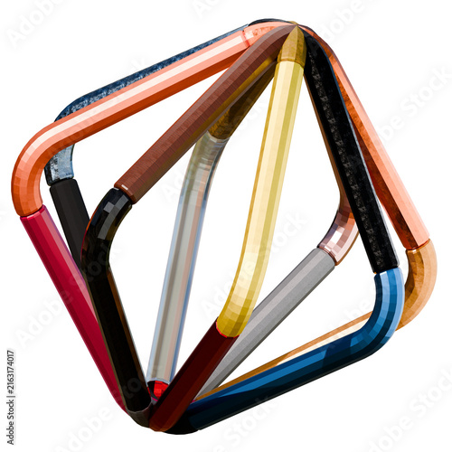 Abstract geometric structure of interwoven colorful 3d rods.