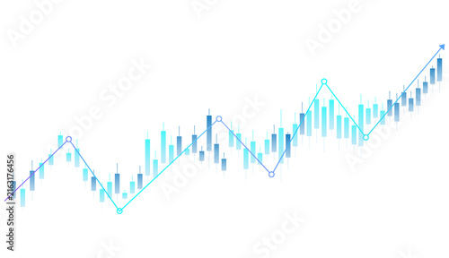 Stock Market Candlestick Chart With Rising Growth Trend On Transparent Investment Trading Background
