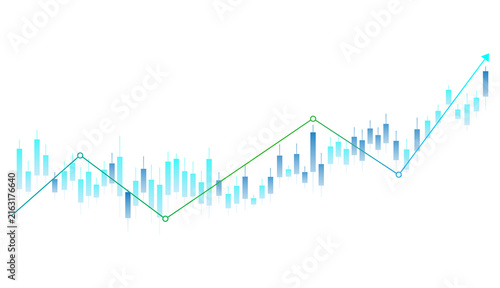 Stock Market Candlestick Chart With Rising Growth Trend On Transparent Investment Trading Background
