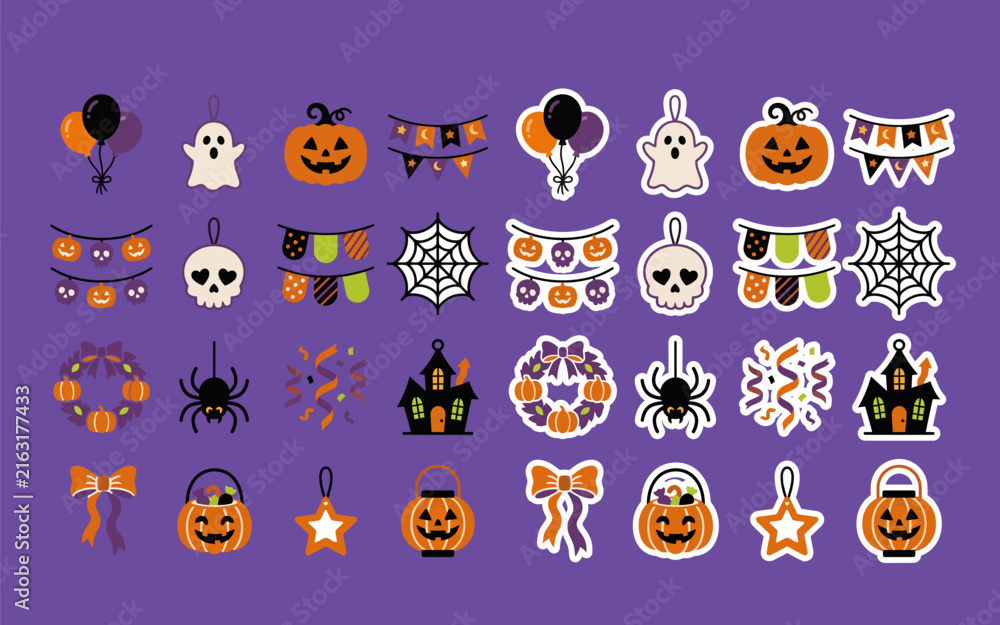 Fototapeta premium A delightful and extensive collection of halloween icons perfect for digital designs spooky projects and festive celebrations