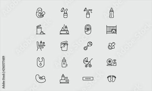 Obraz na plátně Modern vector line icon of breastfeeding, baby infant food
