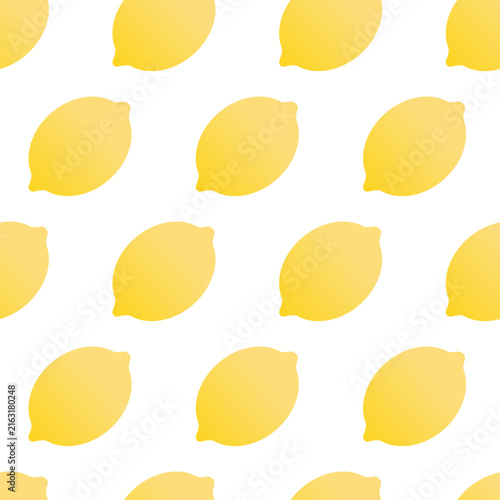 Yellow lemon. Repeating vector pattern. Endless citrus print. Colorless background. Flat style.
