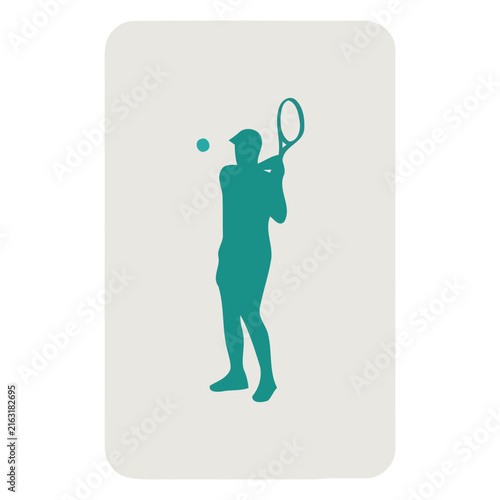 Obraz na plátne Minimalist tennis player silhouette vector illustration of a man preparing for a